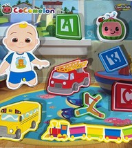 Cocomelon Wooden Puzzle Set For Toddlers Featuring JJ &amp; Vehicles Bright ... - $7.68