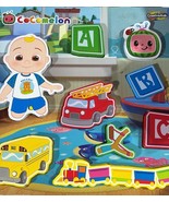 Cocomelon Wooden Puzzle Set For Toddlers Featuring JJ &amp; Vehicles Bright ... - €6,58 EUR