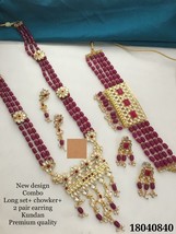 Latest Kundan Necklace Earrings Tikka Jewelry Set Latest Jadau Bridal Beautiful - £19.04 GBP