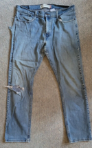 Levi&#39;s 514 Slim Straight 34x32 Blue Jeans Well Worn Work Scarecrow Zipper - £10.04 GBP