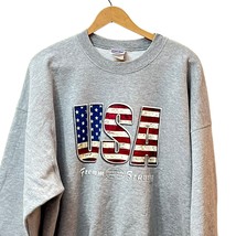 Hanes USA Sweatshirt Men 2XL Heather Gray Heavyweight American Freedom Bravery - £27.87 GBP