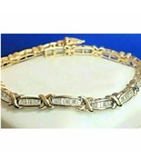 12 CT Baguette Cut Simulated Diamond Tennis Bracelet Yellow Gold Plated ... - $841.46