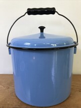 Vintage Beco Ware Antique Blue Enamel Enamelware Stock Pot w/ Lid and Ha... - $123.75