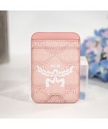 MCM Himmel Logo Natural Pink Leather Card Case Holder Mini Wallet NWT - $222.26