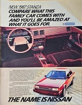 NISSAN 1987 STANZA-Family Car-Longer-Wider-1986 Vintage Print Ad - $253.66 MXN
