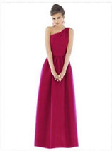 Alfred Sung 529...Full Length, One shoulder Dress...Sangria....Size 2...NWT - £32.68 GBP