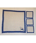 Vintage Picnic Tablecloth &amp; 3 Napkins Plaid 30&quot; X 29&quot; Embroidered Homemade - $25.79 CAD