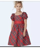 SZ 6 Janie and Jack Red Silk Tartan Plaid Christmas Holiday Ruffle Dress... - $1,560.04 MXN