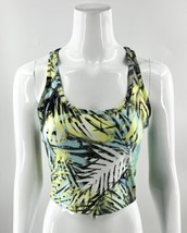Calvin Klein Cropped Athletic Top Size M Green Blue White Palm Print Womens - $23.76