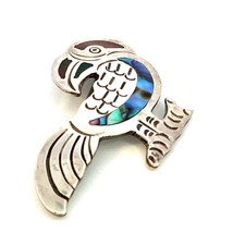 Vintage Sterling Silver MR Mexico 925 Abalone Inlay Parrot Exclusive Brooch Pin - £43.52 GBP