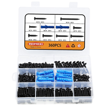 360 Pcs M3 M4 M5 Wood Screws Assortment Kit with Blue Drywall Anchor Plu... - £17.68 GBP