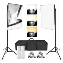 [2 Set] 20 X 28 Inch Dimension Soft Box With Built-In Single Bulb Socket With 85 - £122.70 GBP