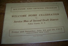 1919 Wwi Welcome Home Celebration Program Fulton Ny Us Army Dough Boy - £29.23 GBP