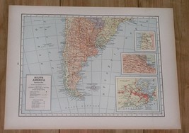 1943 Vintage Wwii Map Argentina La Plata Brazil Rio De Janeiro Chile Falklands - £19.39 GBP