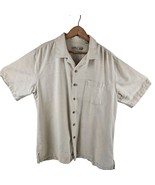 Batik Bay Shirt Mens Size L Silk Short Sleeve Button Up Casual Cream Lig... - £21.80 GBP