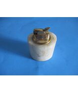 VTG. EVANS FUEL LIGHTER BRASS COLOR TOP SOAPSTONE BOTTOM WHITE/GRAY UNTE... - $19.31