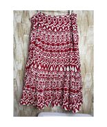 Ashley Stewart Red White Geometric Print Tiered Maxi Skirt Plus Size 22 - $330.58 MXN