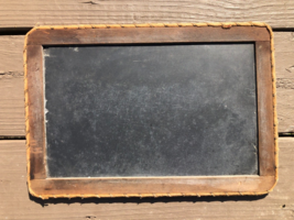 Antique Student Slate Chalk Board Wood String 13x9 Frame 2 Sided mid 1800s - £15.98 GBP