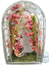 vtg Dried Flower Glass in Lead Tresllis Figurine Dollhouse Garden Arch Octagon - £13.15 GBP