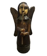Hand Carved Wooden Folk Art Angel Figure Musical Flute Made In India Pri... - $1,319.24 MXN