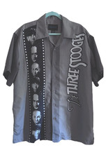 Ralph Marlin THREE STOOGES Shirt-Mens Medium Gray/Black Button Up Short Sleeve - £32.04 GBP