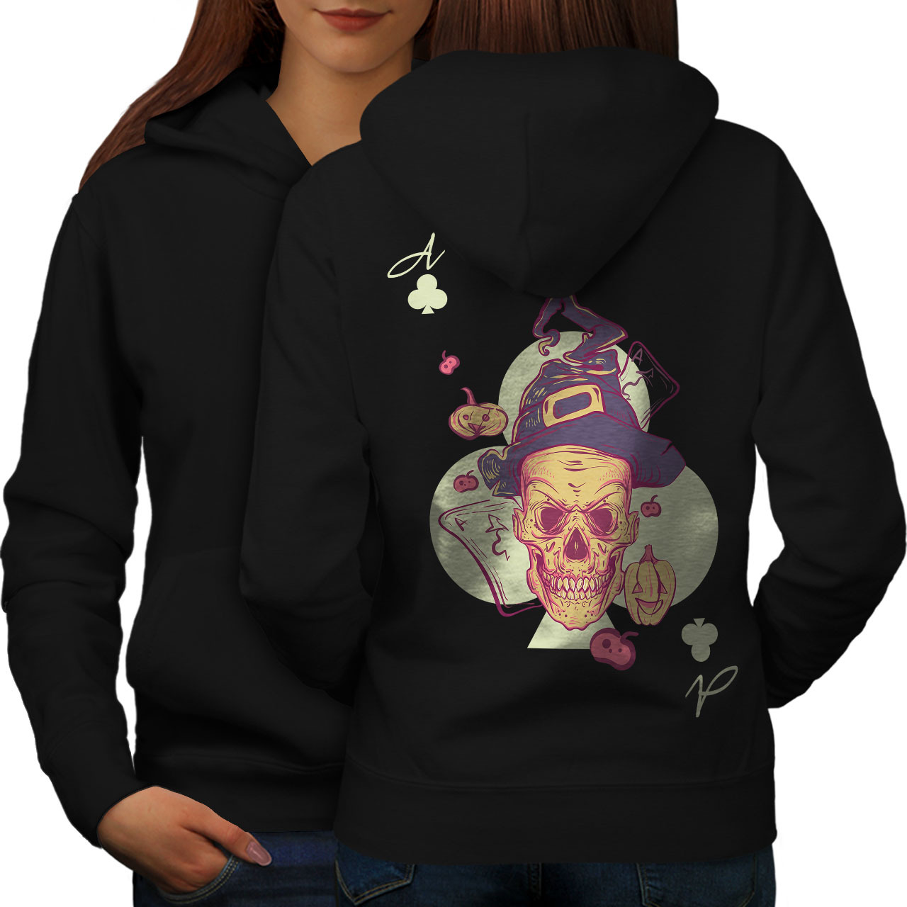 Primary image for Dead Halloween Wich Skull Sweatshirt Hoody  Women Hoodie Back