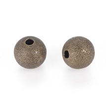 20 Brass Metal Beads 10mm Round Stardust Antique Bronze Tone Jewelry Supplies - £4.00 GBP