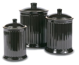 Simsbury Ceramic Canister Set of 3 in Black by Omni Housewares - £89.38 GBP