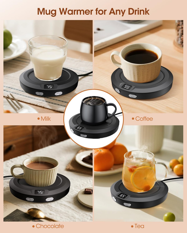 Mug Warmer, 30W Coffee Cup Warmer with 3 Temp Setting & Ambient Light, 2-12 Time Item image 7