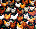 Vintage Cranston Fabric ROOSTER HEN CHICKENS FABRIC 1 yd. (36&quot;) x 42&#39;&#39; U... - $11.87