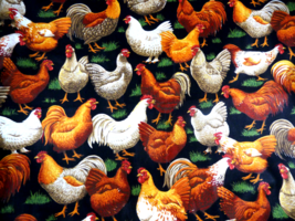 Vintage Cranston Fabric ROOSTER HEN CHICKENS FABRIC 1 yd. (36&quot;) x 42&#39;&#39; U... - $11.87