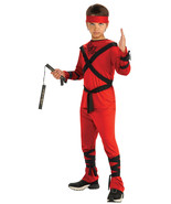 Japanese Stealth Ninja Child Halloween Costume Red Black Size 8-10 Dress... - $15.99