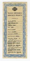 1941 NASH Automobile Owner's Service Policy Model 4149 - $17.80