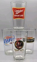 (4) Miller Beer 1 Pint Drinking Glasses - (2) High Life, MGD, Miller Lite  - $23.36