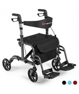 2-in-1 Adjustable Folding Handle Rollator Walker with Storage Space-Blac... - $309.77 CAD