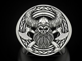 Natural 925 Sterling Silver Skull Men&#39;s Gothic Ring, Best Present For Him - £190.46 GBP