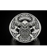 Natural 925 Sterling Silver Skull Men&#39;s Gothic Ring, Best Present For Him - £185.79 GBP
