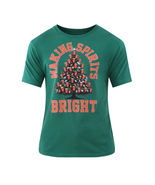 Men&#39;s Christmas Making Spirits Bright Green Graphic T-Shirt - $19.99