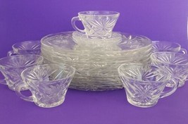 Anchor Hocking Early American Prescut Glassware EIGHT (7) Sets Plate w/ Cup EAPC - £38.93 GBP