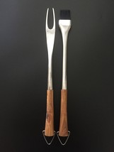Wolfgang Puck Wood Handled Stainless Grill Fork + Basting Brush Barbecue... - $19.95
