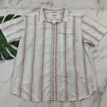 Columbia Mens Button Up Shirt Size XXL White Pink Striped Short Sleeve V... - £19.71 GBP