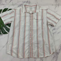 Columbia Mens Button Up Shirt Size XXL White Pink Striped Short Sleeve V... - £19.73 GBP