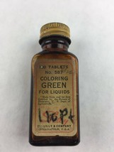 Vintage Tablets Coloring Green For Liquids Pharmacy Medicine Bottle 3&quot; - £18.39 GBP