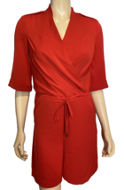 Karen Millen Women's Short Sleeve Wrap Front Romper Red Size 6 - $43.69