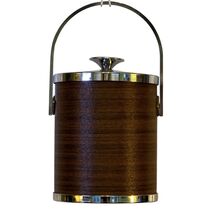 VTG Serv-Master Ice Bucket Retro Woodgrain Silver Accent Barware Party MCM - $21.77