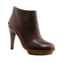 ELAINE TURNER Womens Shoes Size 8.5 Brown Leather Platform Booties Heels - £56.22 GBP