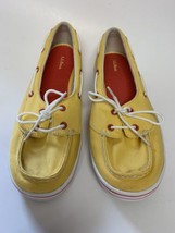LL Bean Womens Boat Yellow Laced Casual Comfortable Shoes Size 9 Wide - £17.32 GBP