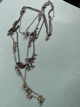 Loft Signed Triple Strand Thin Goldtone &amp; Oxidized Silvertone Chain w Tiny Beads - £11.13 GBP