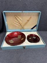 Vintage Japanese Lacquer Ware Nagaoka 6 Pc Hors D’Oeuvres Bowl Set /original box - £25.60 GBP