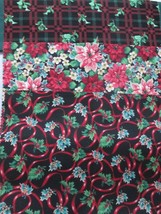 Fabric Red Rooster &quot;Xmas Holly &amp; Ribbon&quot; 3 Pieces Floral Poinsettias $2.95 - $2.95